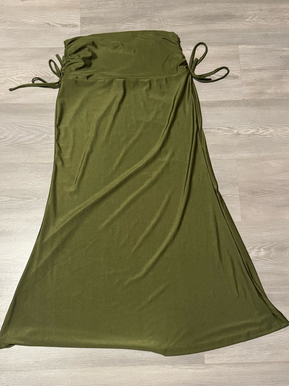 SHEIN Olive Drawstring Waist Maxi Skirt